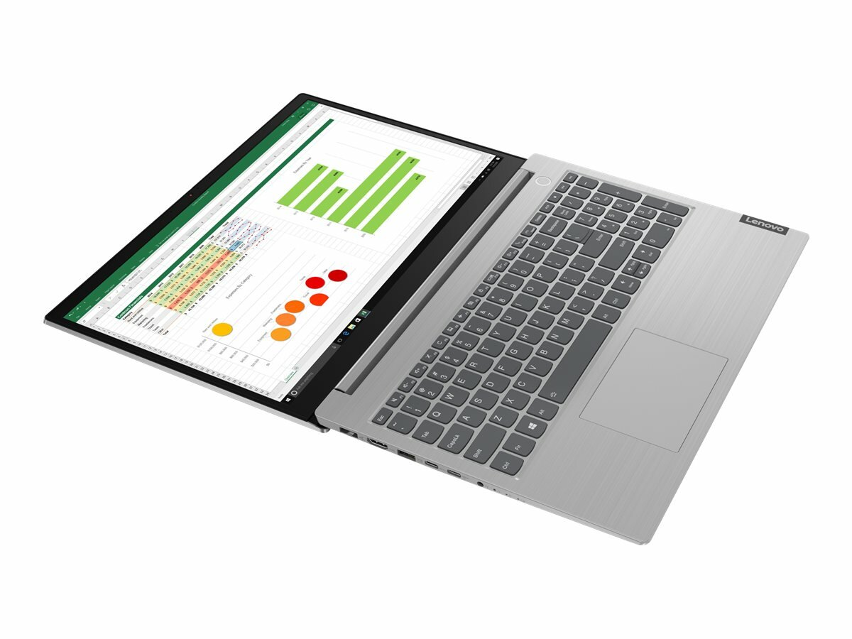 Laptop LENOVO ThinkBook 15-IIL 20SM00CYPB i5-1035G1 | 15.6 FHD | 8GB | 512GB | W10P srebrny widok od góry na laptopa ułożonego na płasko