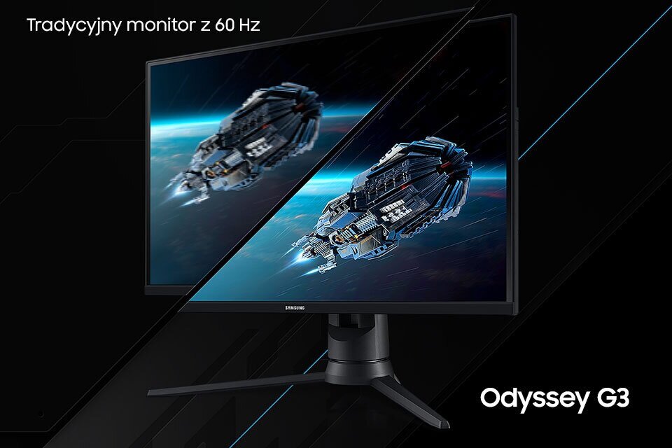 Monitor Samsung Odyssey G3 LF24G35TFWUXEN porównanie monitora z częstotliwością odświeżania 60 Hz z Odyssey G3