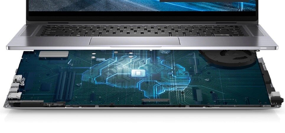 Notebook Dell Latitude 5510 N004L551015EMEA Core i5-10310U 16GB 512GB W10P srebrny schematycznie przedstawiona budowa laptopa