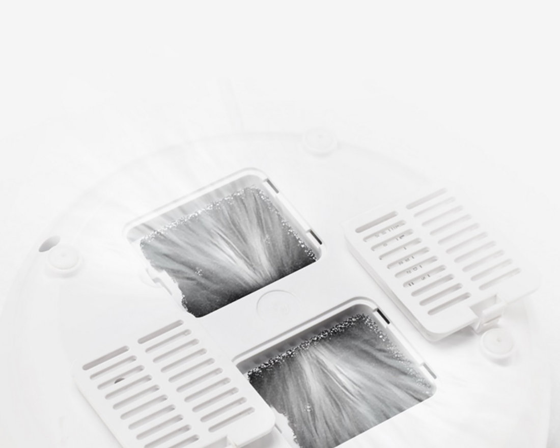 Ultradźwiękowy nawilżacz powietrza Deerma F500 biały schematyczna wizualizacja działania filtrów podczas wyrzutu pary