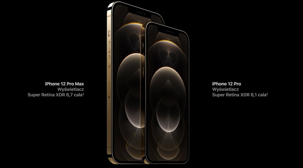 Smartfon Apple iPhone 12 Pro 512GB Złoty od boku z opisem ekranu