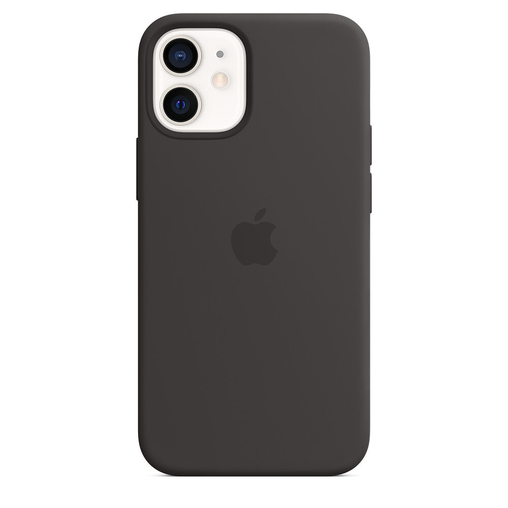 Etui silikonowe Apple do iPhone 12 Mini MHKX3ZM/A widok na tył z włożonym smartfonem Apple iPhone 12 Mini w kolorze białym