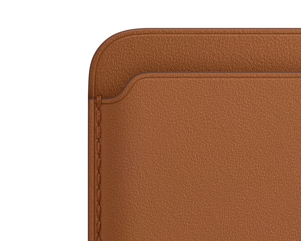 Skórzany portfel Apple Leather Wallet zbliżenie na bok portfela