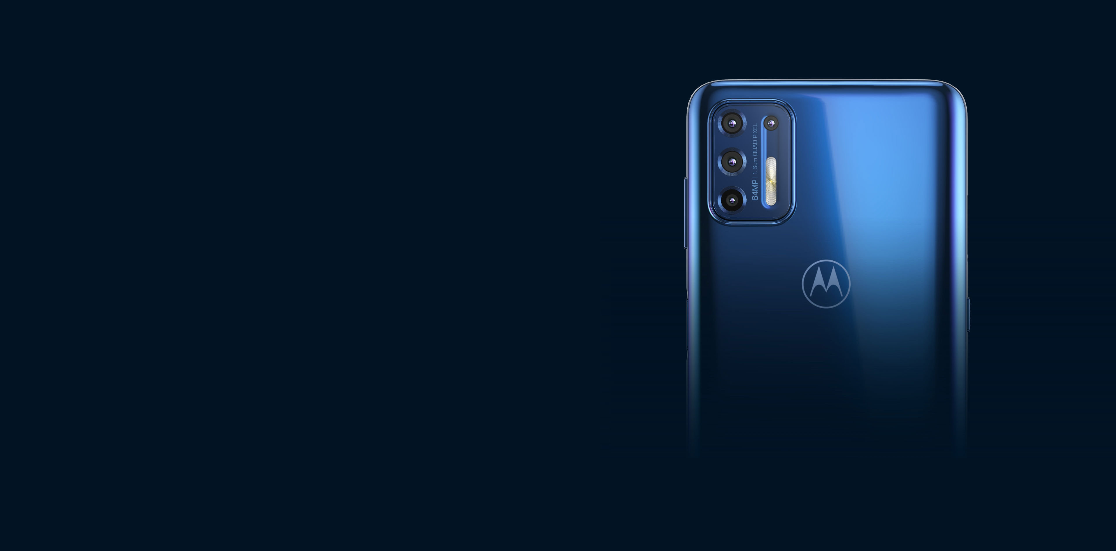 Smartfon Motorola Moto G9 Plus Niebieski widok na wyspę z aparatami