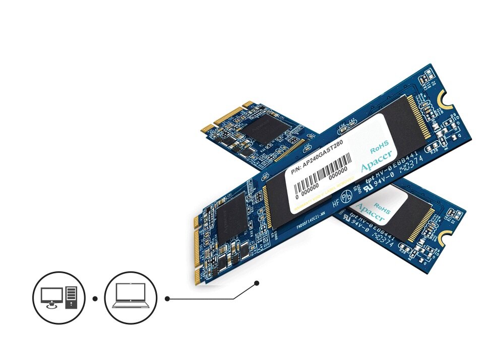 Dysk SSD Apacer AST280 240GB M.2 AP240GAST280-1 dwa skrzyżowane dyski