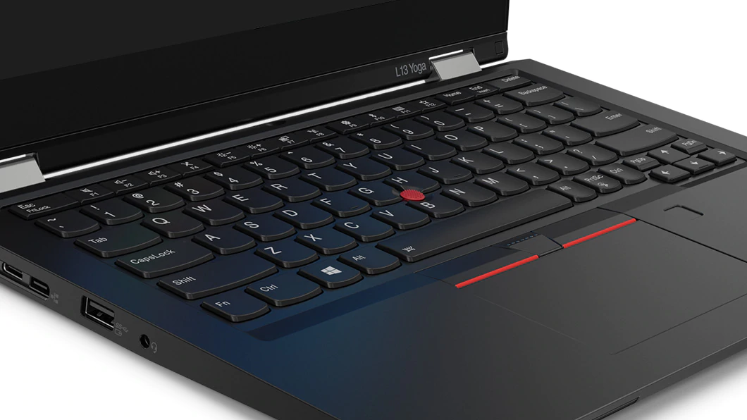 Laptop Lenovo ThinkPad L13 Yoga zbliżenie na klawiaturę