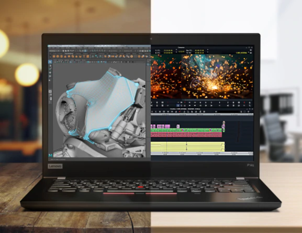 Laptop LENOVO ThinkPad P14s widok na podzielony ekran
