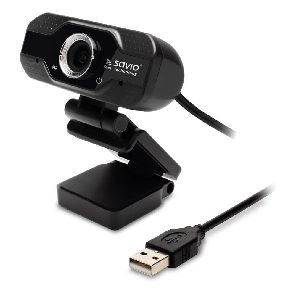 Kamera internetowa ELMAK SAVIO CAK-01 USB FULL HD Czarna widok na prawy bok