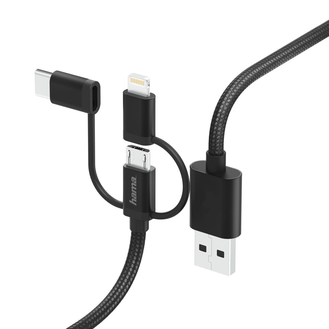 Kabel USB Hama Micro USB, Typ-C/Lightning 1,5m z przodu
