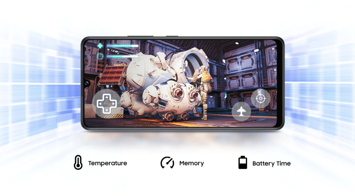 Smartfon Samsung Galaxy A42 5G SM-A426B Biały widok na ekran w poziomie przedstawiony interfejs gry mobilnej