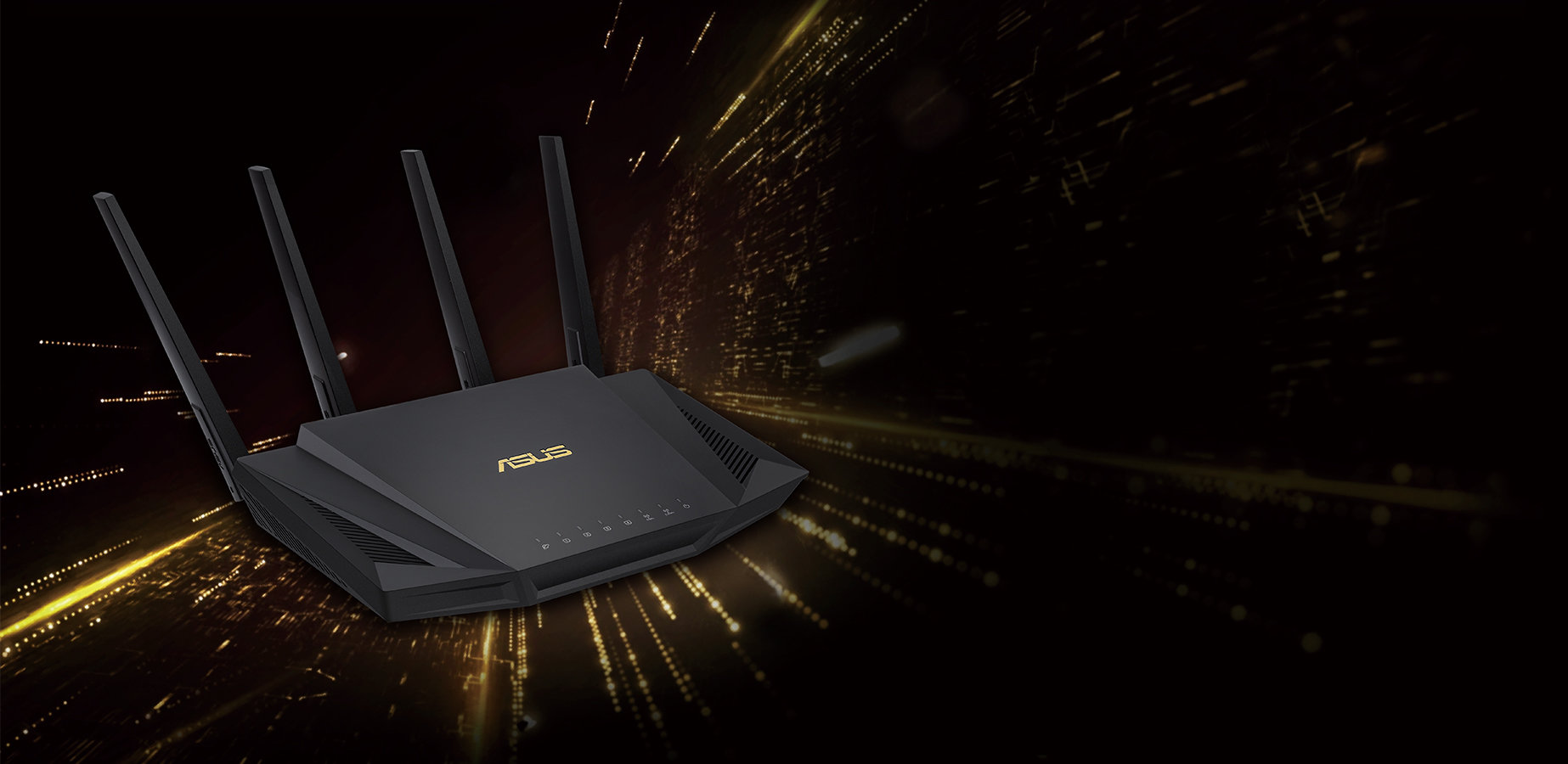Dwuzakresowy router Wi-Fi ASUS RT-AX58U AX3000 Czarny widok od lewej strony