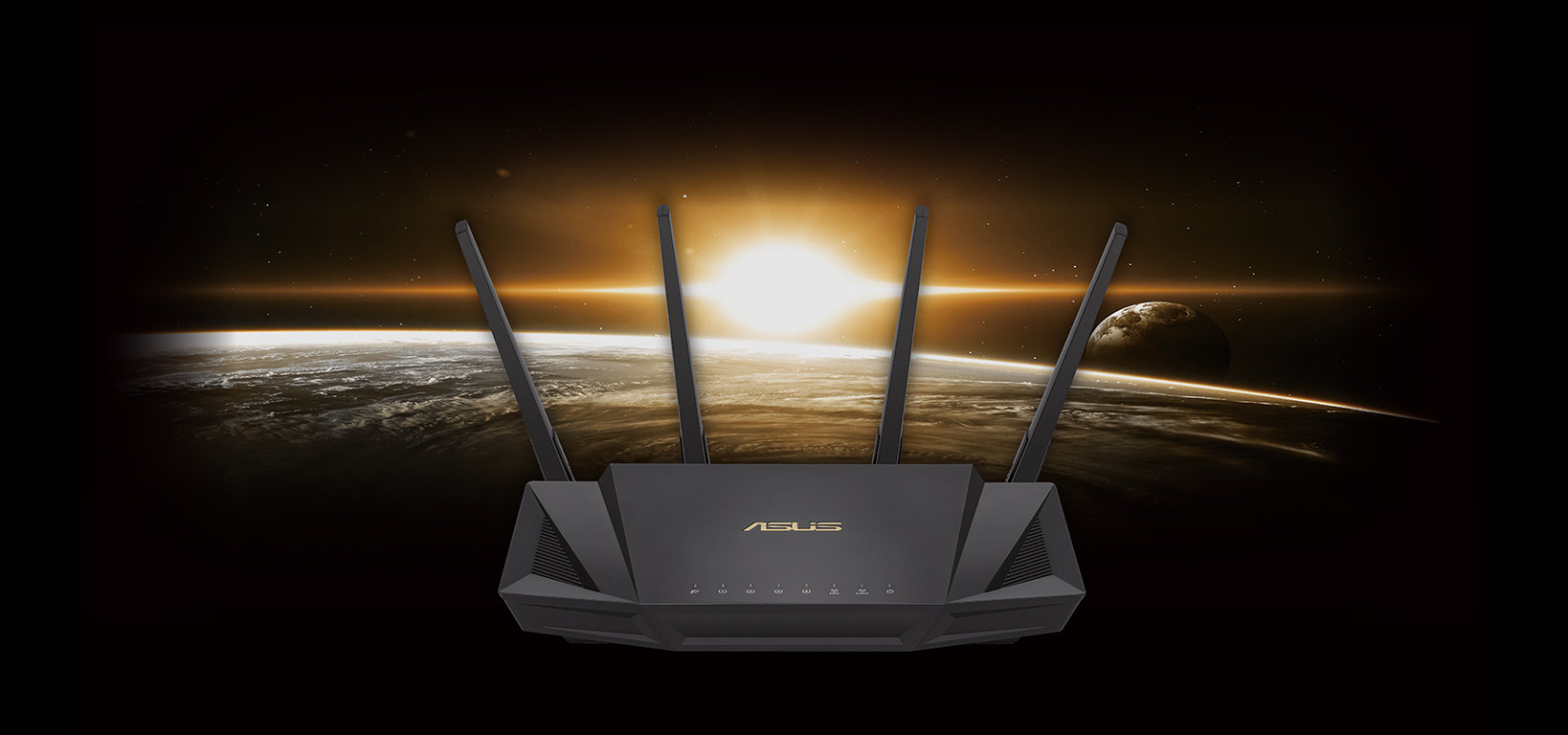 Dwuzakresowy router Wi-Fi ASUS RT-AX58U AX3000 Czarny widok od przodu
