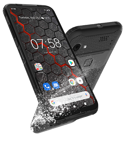 Smartfon MyPhone HAMMER Blade 3 Czarny widok na dwa telefony z przodu i z tyłu pod kątem