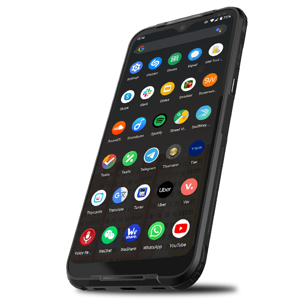 Smartfon MyPhone HAMMER Blade 3 Czarny widok na ekran od prawej strony przedstawiony interfejs systemu Android 10