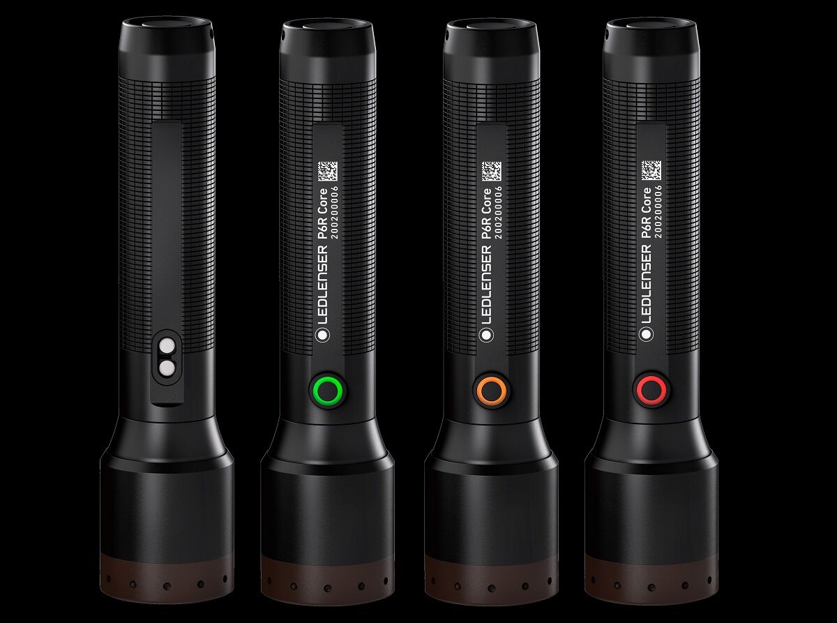 Latarka Ledlenser P6R Core czarna 4 latarki sygnalizujące poziom naładowania akumulatorów