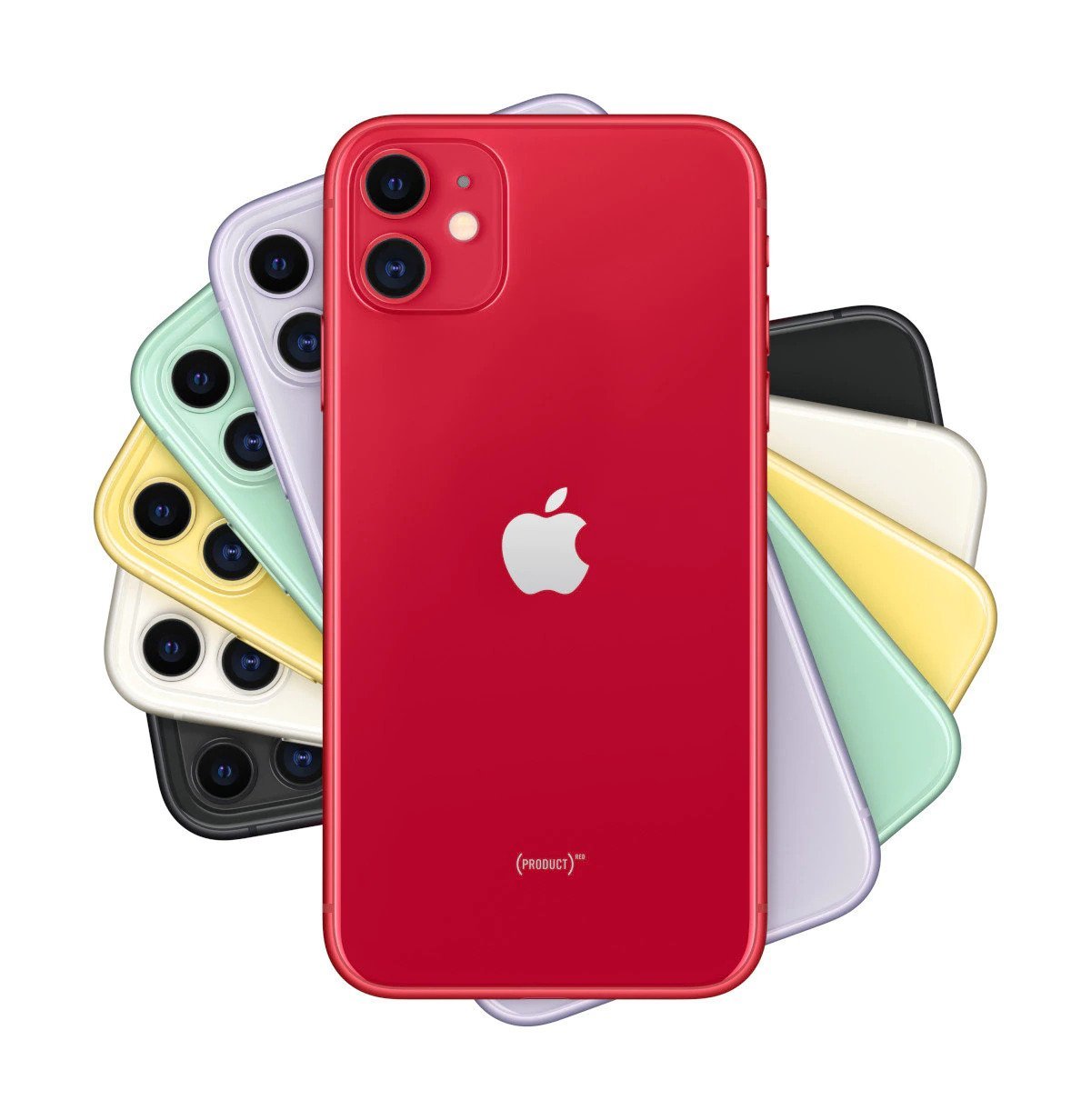Smartfon Apple iPhone 11 MHDC3PM/A 64GB Biały widok od przodu na tył dostępnych wersji kolorystycznych