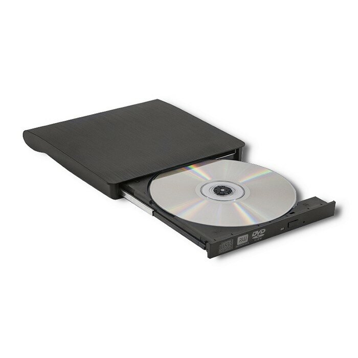Nagrywarka DVD-RW Qoltec USB 3.0 zdjęcie nagrywarki z płytą w otwartym napędzie