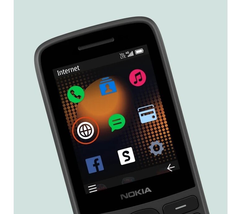 Telefon komórkowy Nokia 215 4G TA-1272 widok na ekran telefonu pod skosem w lewo