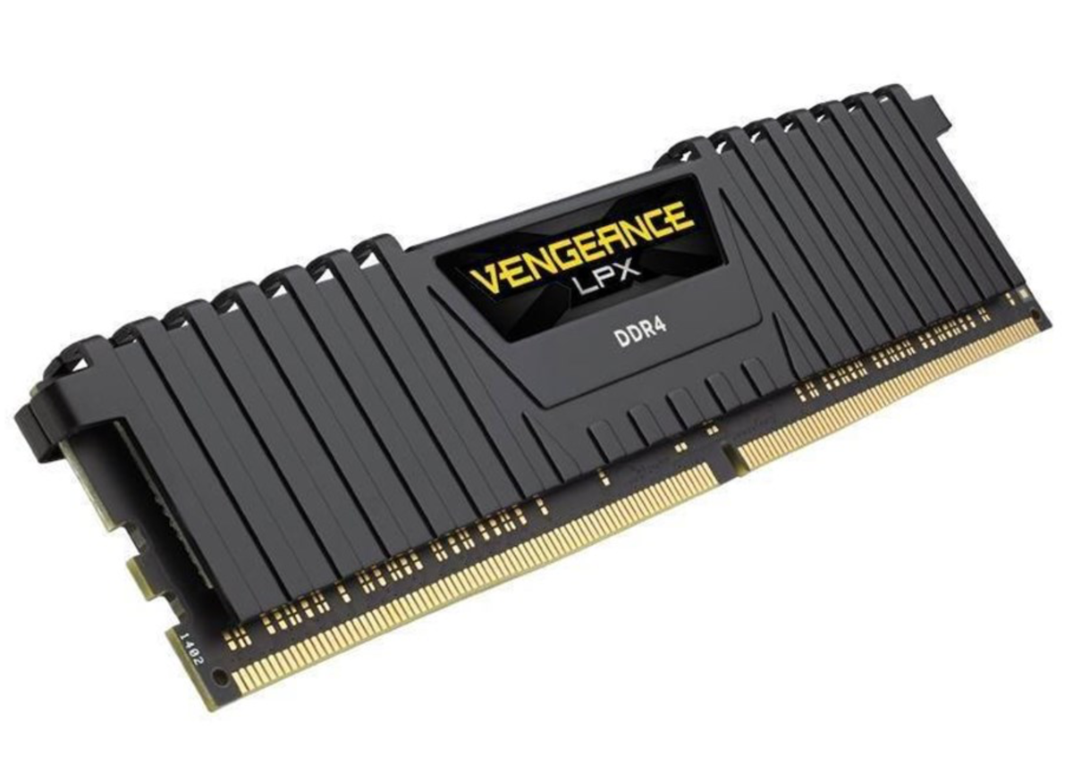 Pamięć RAM Corsair Vengeance CMK16GX4M2D3600C16 DDR4-3600MHz moduł widoczny pod skosem