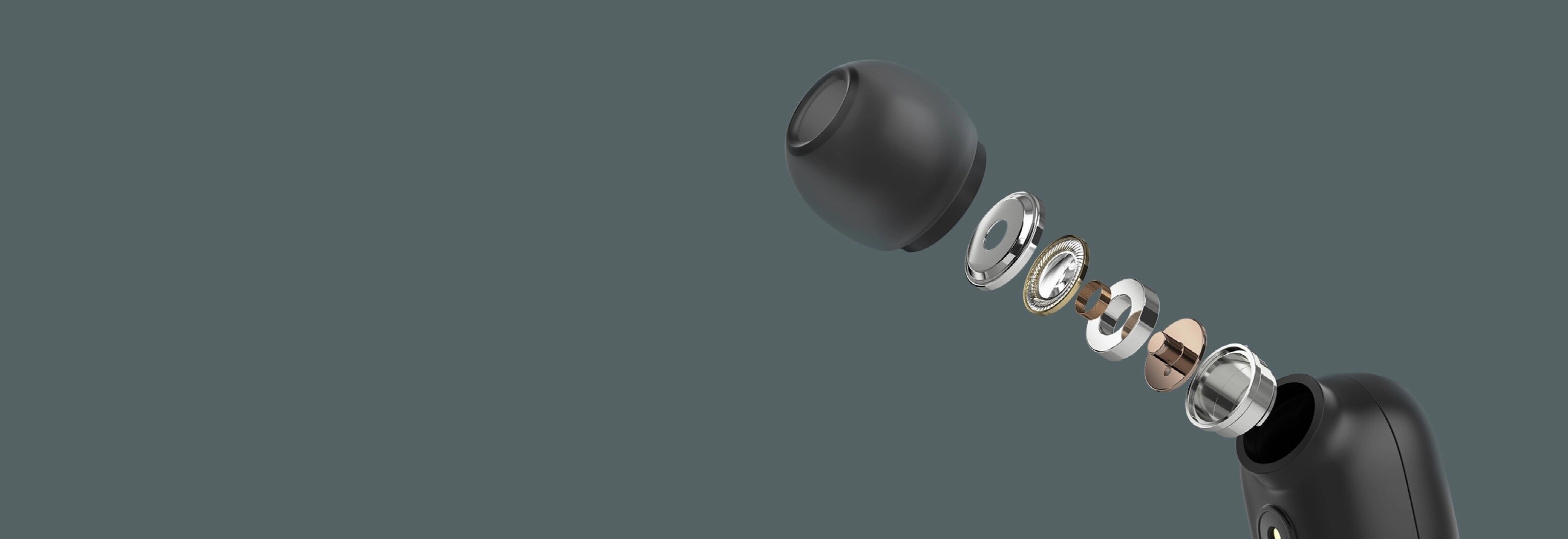 Słuchawki bezprzewodowe Xiaomi Mi True Wireless Earbuds Basic 2 czarne widok na budowę słuchawki