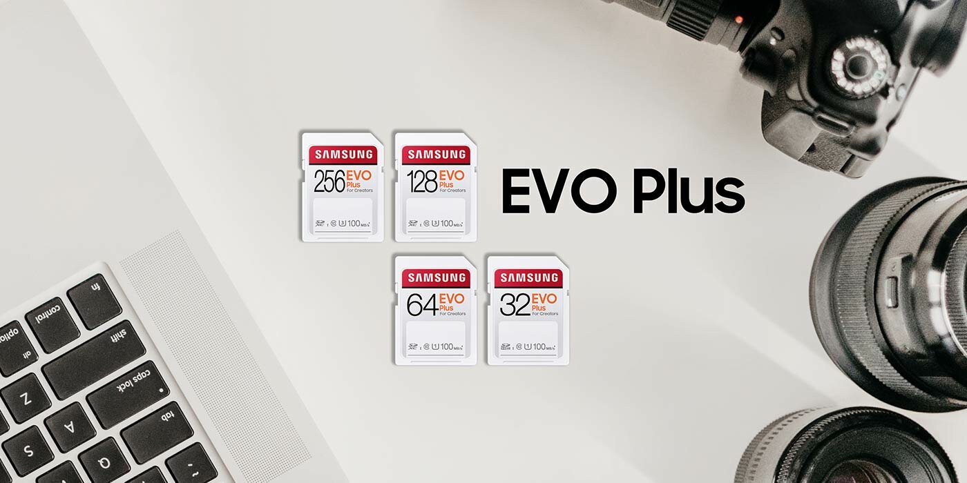 Karta pamięci SD Samsung EVO Plus 64GB MB-SC64H/EU widok od góry na dostępne pojemności