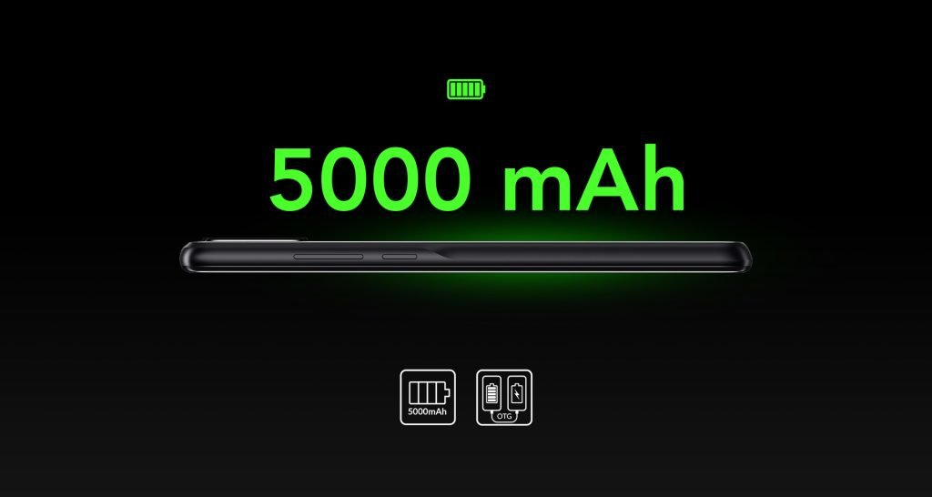 Smartfon Alcatel 3X (2020) Czarny informacja o pojemności baterii 5000 mAh