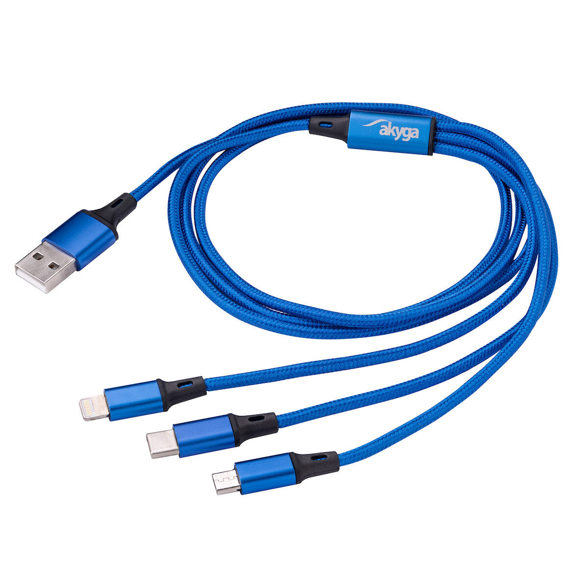 Kabel Akyga USB 3.0 A, USB Micro B , USB type C, Lightning pod skosem