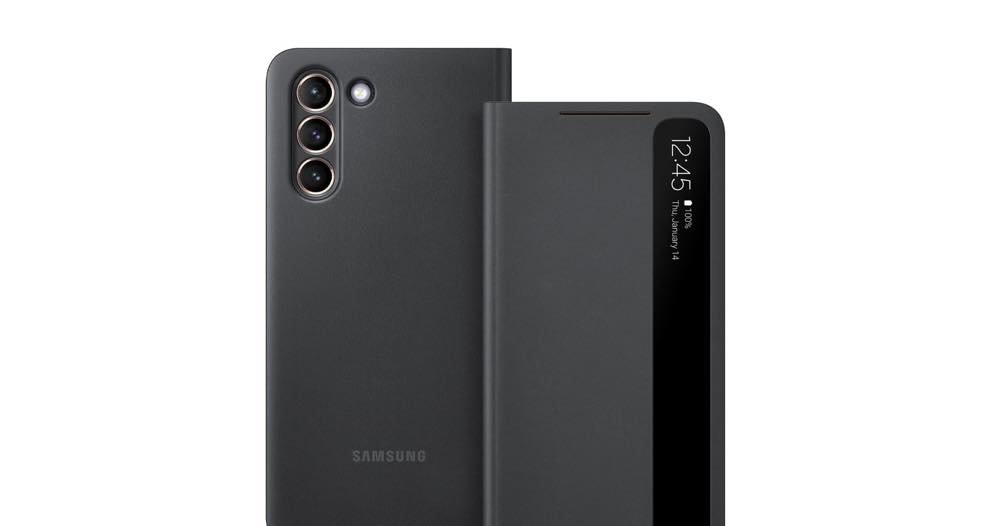 Etui Samsung Smart Clear View Cover do Galaxy S21 EF-ZG991CPEGEE Różowe widok na przód i tył