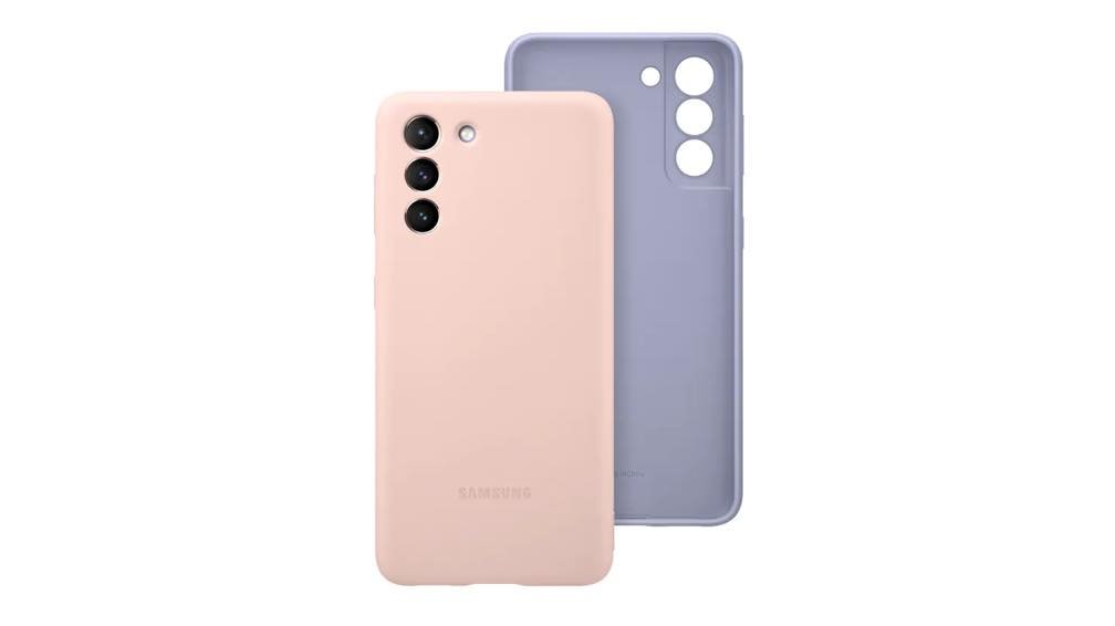 Etui Samsung Silicone Cover do Galaxy S21 EF-PG991TJEGWW Jasnoszare widok na tył i przód etui