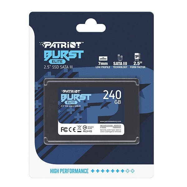 Dysk SSD Patriot Burst Elite 240GB PBE240GS25SSDR widok opakowania od przodu