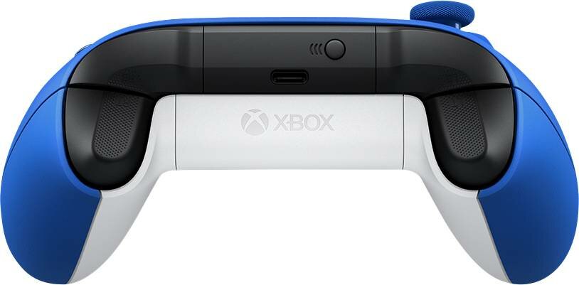 Kontroler bezprzewodowy Microsoft Xbox Series X/S/One niebieski pokazany lewy skos kontrolera
