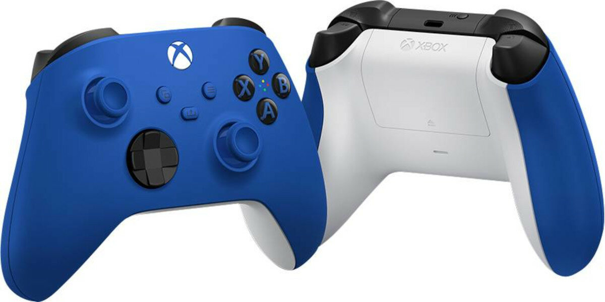 Kontroler bezprzewodowy Microsoft Xbox Series X/S/One niebieski widok na front i tył kontrolera