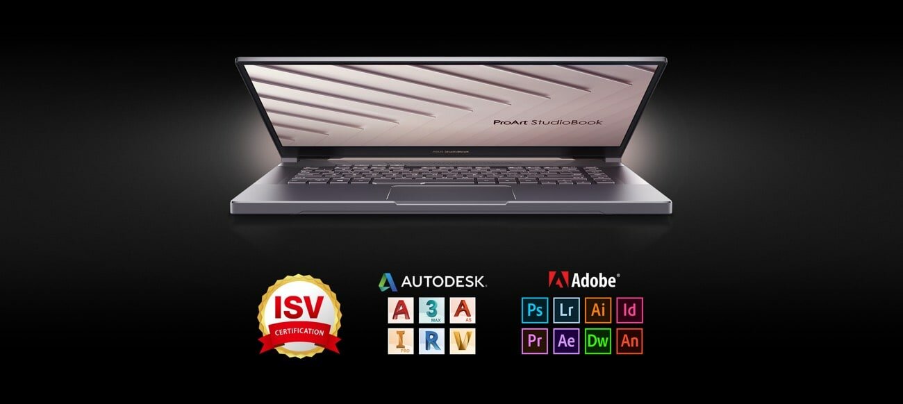 Laptop ASUS ProArt StudioBook Pro 15 W500G5T-HC016R szary widok od przodu na lekko uchyloną pokrywę matrycy