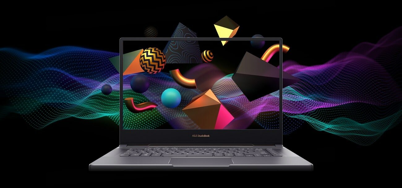 Laptop ASUS ProArt StudioBook Pro 15 W500G5T-HC016R szary widok od przodu na ekran