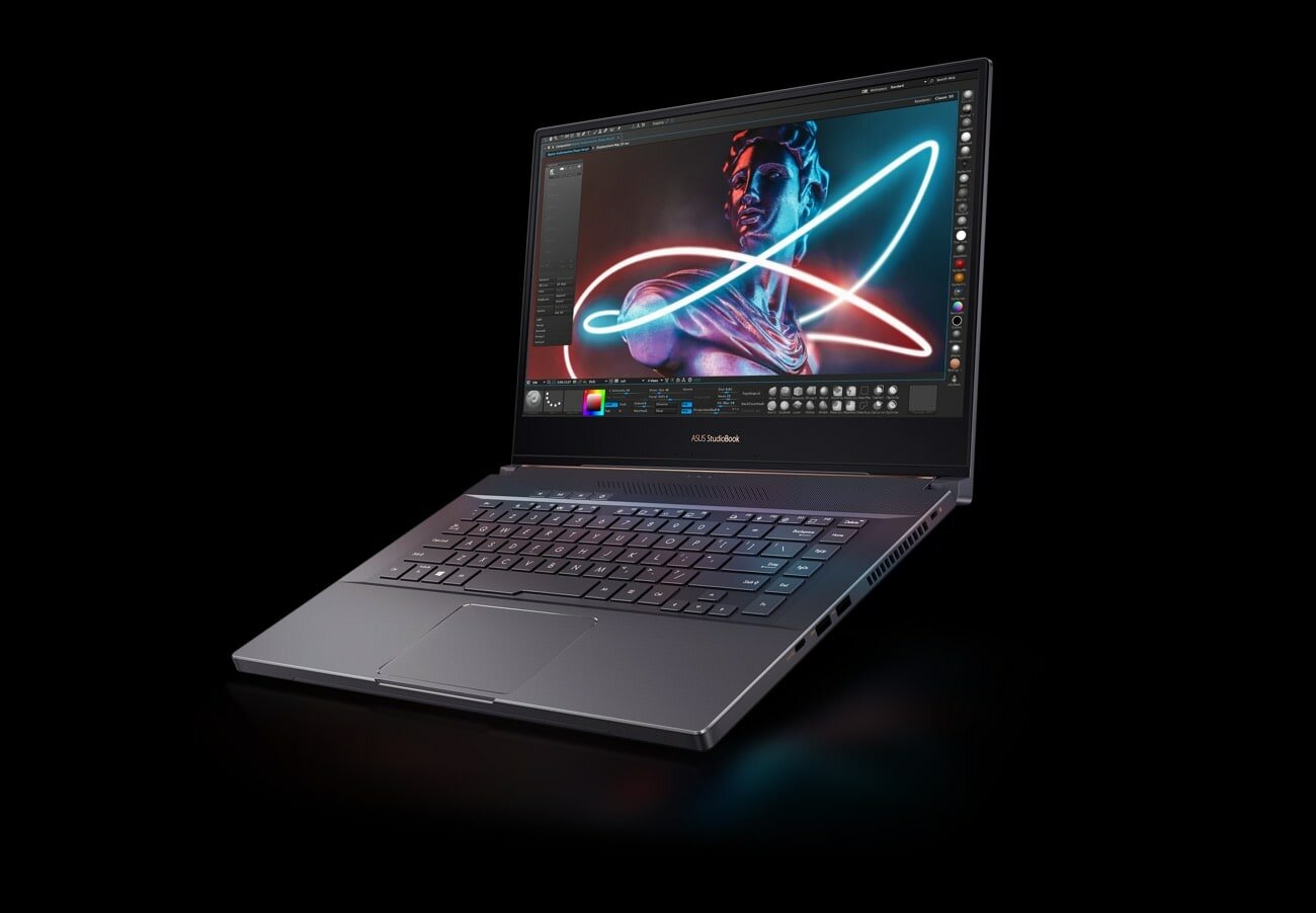 Laptop ASUS ProArt StudioBook Pro 15 W500G5T-HC016R szary widok na przód od prawej strony