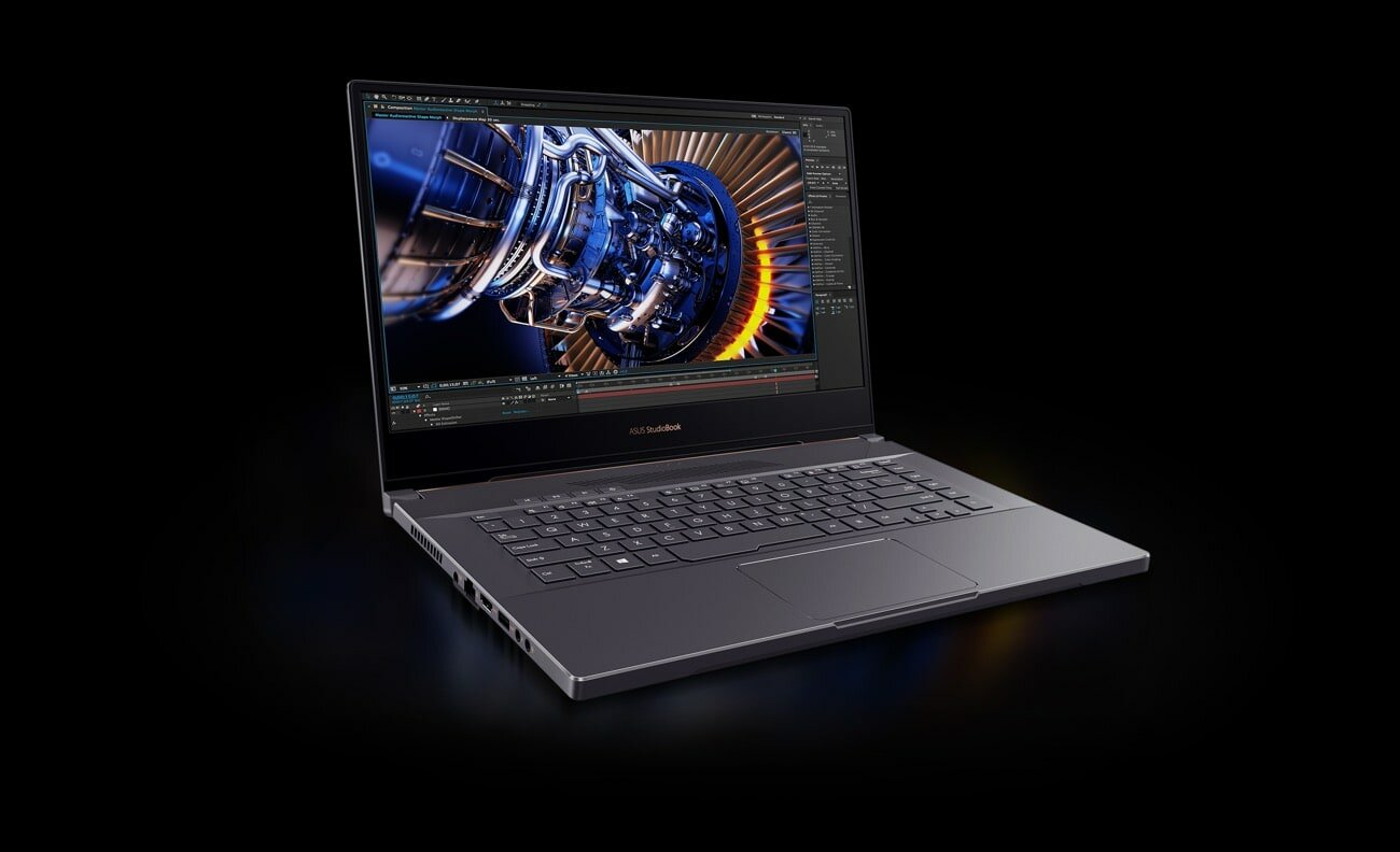 Laptop ASUS ProArt StudioBook Pro 15 W500G5T-HC016R szary widok na przód od lewej strony