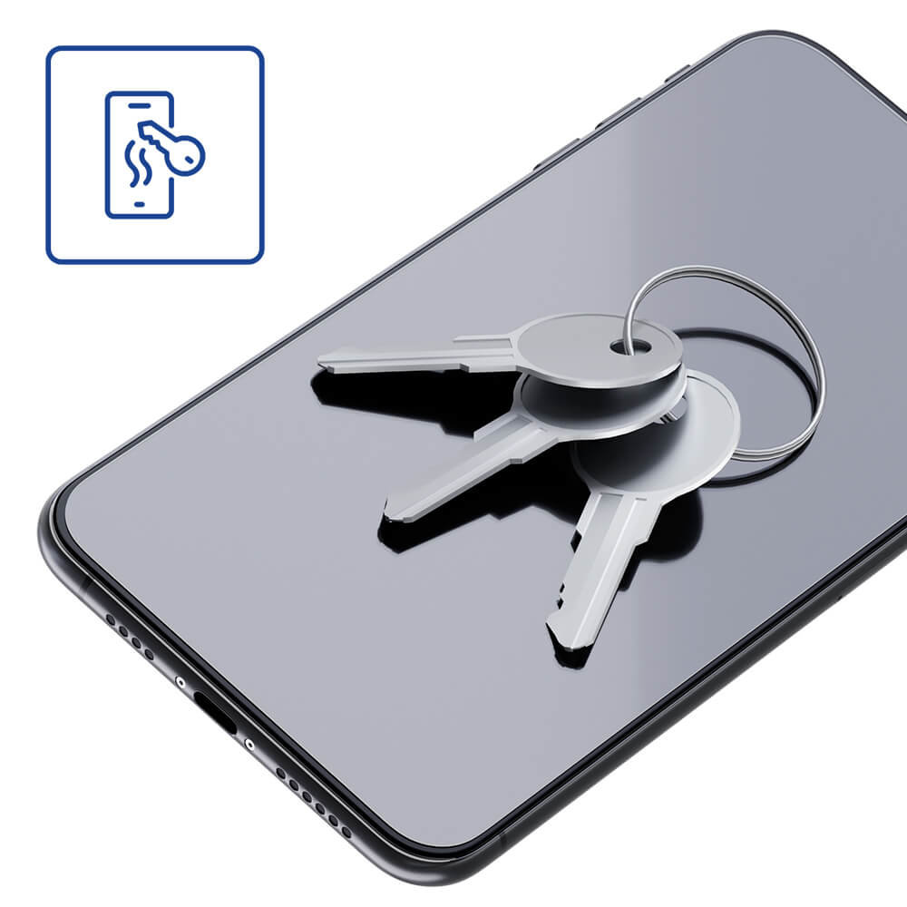 Szkło hybrydowe 3mk FlexibleGlass do Samsung Galaxy Tab A 2019 10.1 T580 widok od góry na telefon z kluczami lezącymi na ekranie wizualizacja ochrony przed zarysowaniem