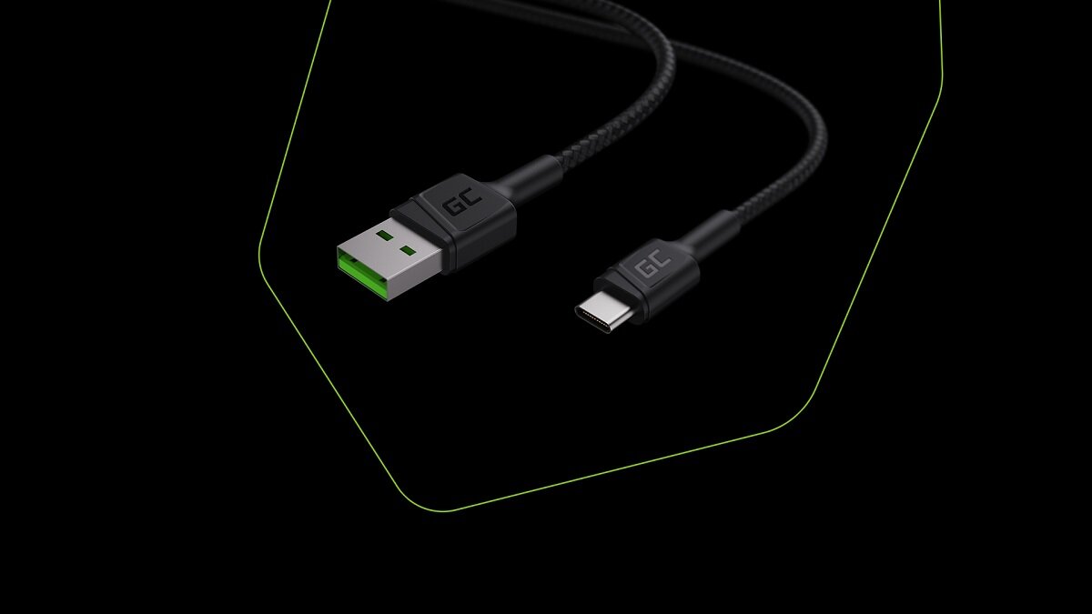 Kabel Green Cell PowerStream USB-C od frontu pod skosem