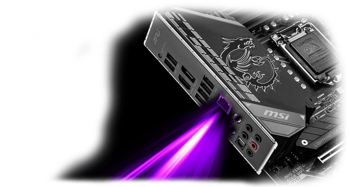 Płyta główna MSI MPG Z590 GAMING EDGE WIFI podświetlone złącze lan
