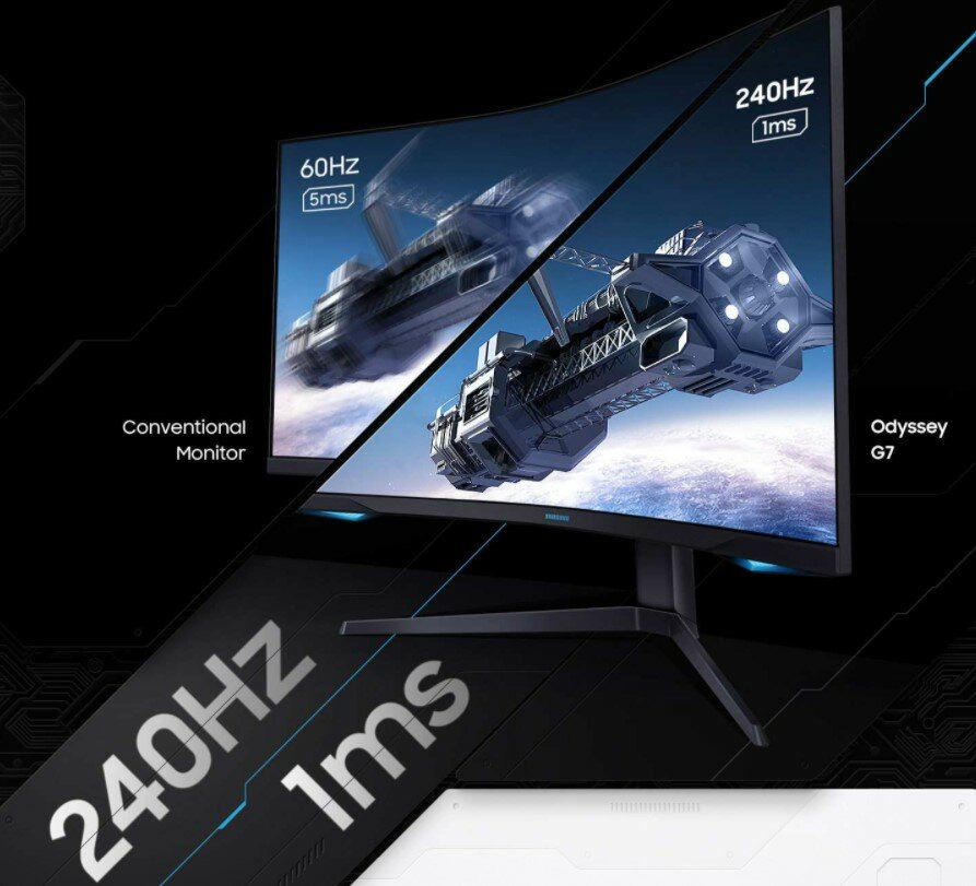 Monitor Samsung 32 Odyssey G7 HDMI 2xDP 2xUSB front monitora i conventional monitor