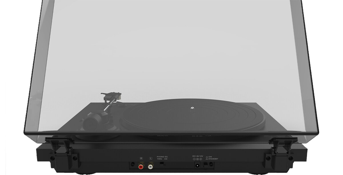 Gramofon TEAC TN-175B czarny widok na tył gramofonu