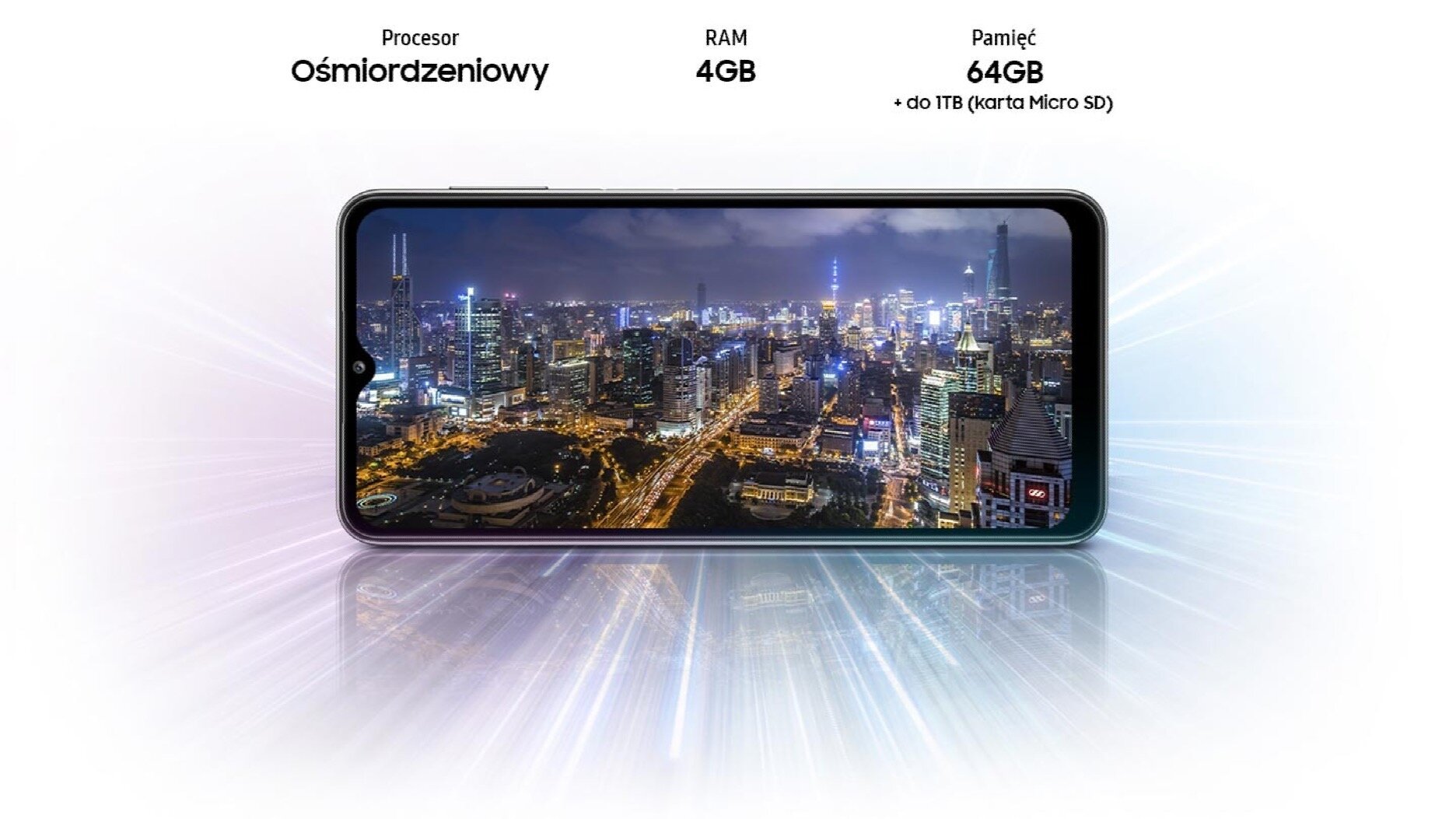 Smartfon Samsung Galaxy A32 5G SM-A326BZKUEUE Czarny widok od przodu na ekran w poziomie