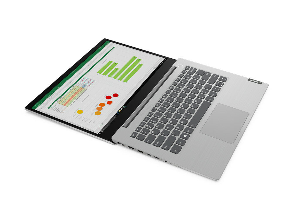 Laptop Lenovo ThinkBook 14-IIL otwarty 180° widok z boku 