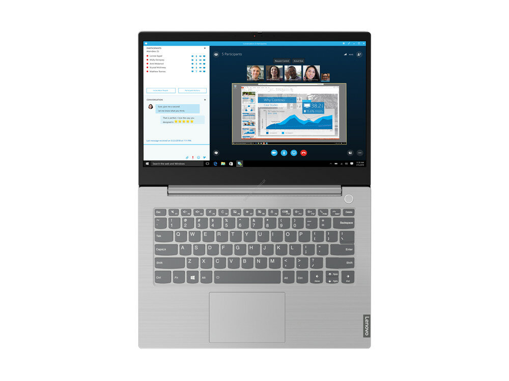Laptop Lenovo ThinkBook 14-IIL otwarty 180° widok z boku