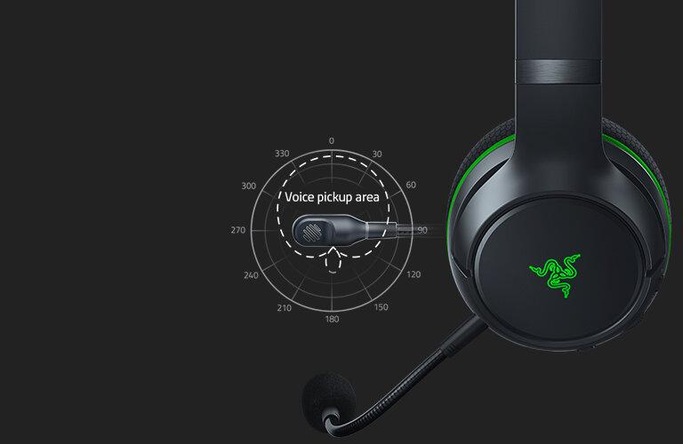 Słuchawki bezprzewodowe RAZER Kaira Pro dla Xbox widok na mikrofon