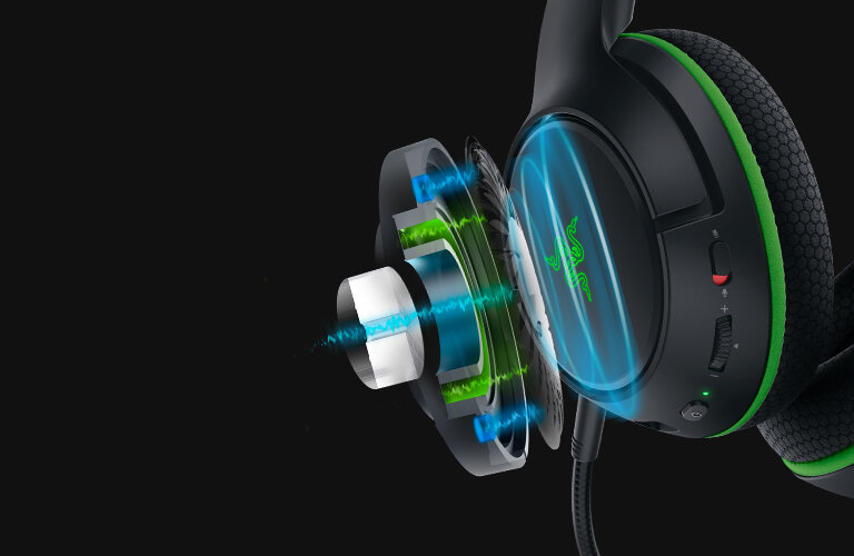 Słuchawki bezprzewodowe RAZER Kaira Pro dla Xbox widok na wnętrze słuchawki