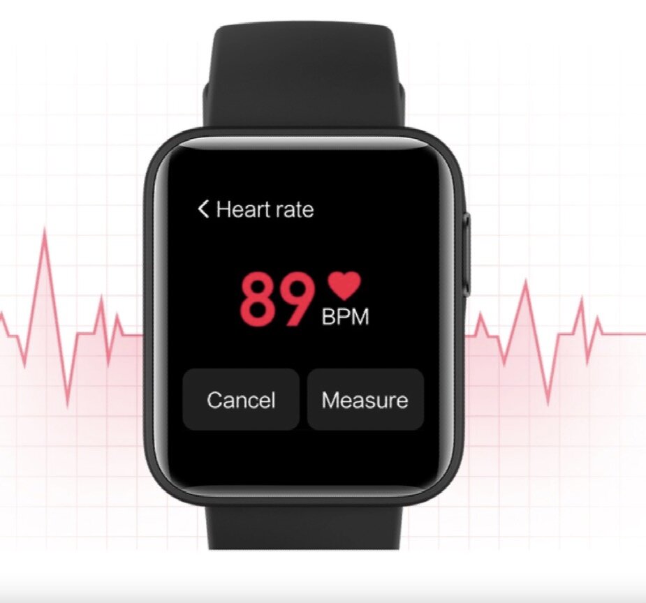 Smartwatch Xiaomi Mi Watch Lite Fitness tracker | GPS czarny widok od przodu na tarczę zegarka mierzącą tętno