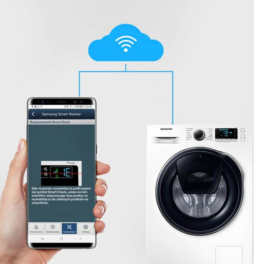 Pralka Samsung WW8NK62E0RW EcoBubble™ aplikacja na smartfonie