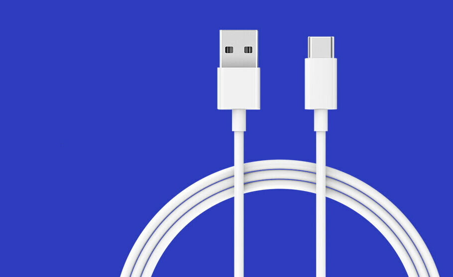 Kabel XIAOMI Mi USB Type-C 100cm 28975 na niebieskim tle