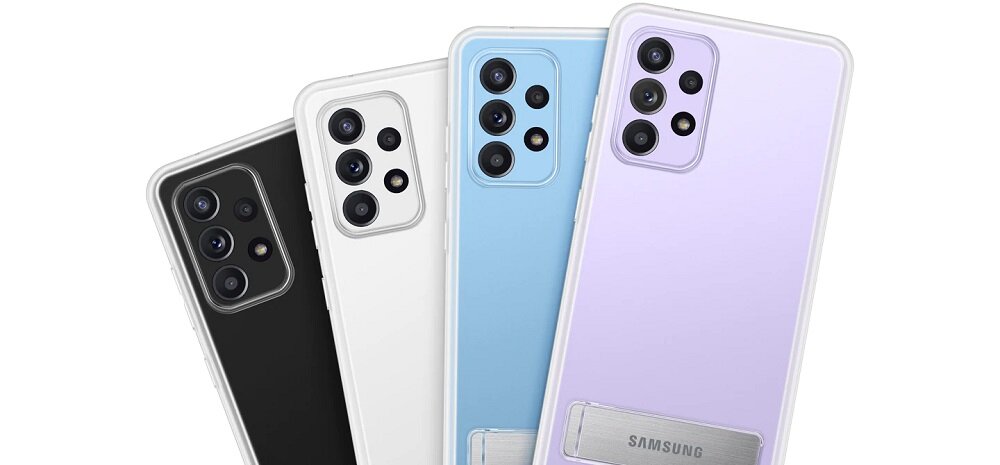 Etui Samsung Clear Standing Cover do Galaxy A52 widok na etui na różnych kolorach telefonu